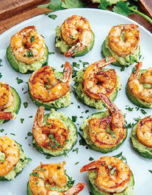 Blackend Shrimps Avocado Cocumber Bites
